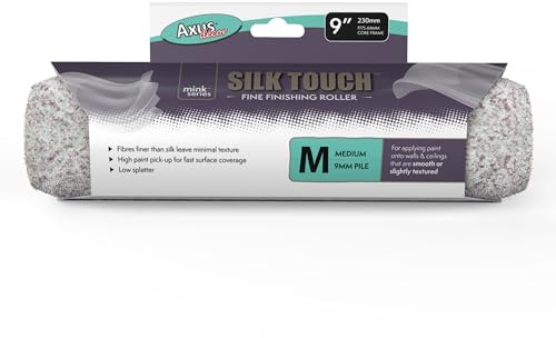 Axus Decor Funda para rodillo de pintura, 9 pulgadas, fibra más fina, pelo mediano, para proyectos profesionales y de bricolaje, adecuado para paredes o techos lisos y ligeramente texturizados,