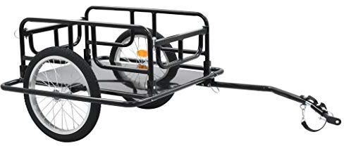 RONGQI Fahrradanhänger, Fahrrad Anhänger, Lastenanhänger, Handwagen, Fahrrad-lastenanhänger, Lastenfahrrad, 130x73x48,5 cm Stahl Schwarz