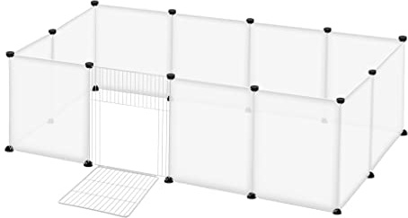 NAIZY Parque de Juegos para Exteriores para Animales pequeños, recinto de Juegos, casa para Cachorros, Blanco, con Puerta (Paquete de 12)
