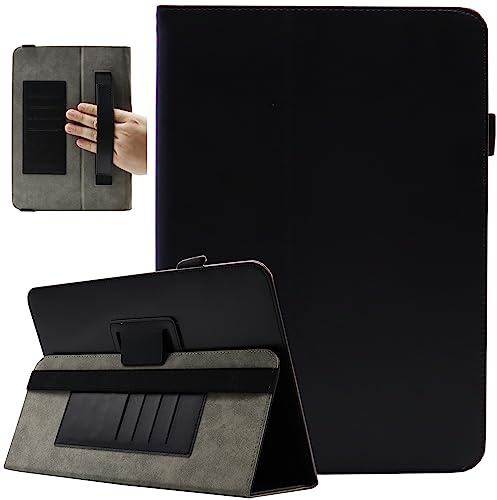 Universal 7 8 Inch Tablet Case, Viclowlpfe Protective Folio Stand Android Case for 7.0-8.5 Inch Tablet with Hand Strap and Cards Slots, Black