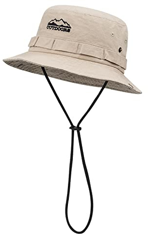 CLAPE Chapeau de Soleil Homme Femme Coton Casquette Safari Anti UV Chapeau Randonnée Pliable Outdoor Bucket Hat Boonie à Large Bord Ete
