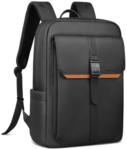 hk Slim Laptop Business Rucksack Herren Damen, rucksack mit 15,6 Zoll laptopfach Wasserdicht, Tagesrucksack mit Magnetverschluss, für Arbeit Uni Alltag Reise-Schwarz