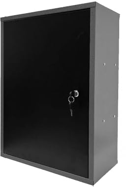 JZD Metal Wall Mounted Storage Lockable Garage Cabinet with 2 Removable Shelves, Black & Grey