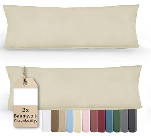 Greenline Kissenbezug Premium Jersey aus 100% Baumwolle Champagner Doppelpack (2X) 40 x 145 cm Kissenhülle Kissenbezüge