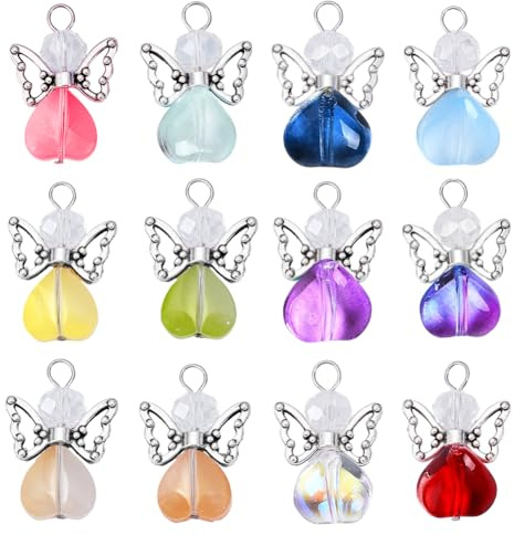 PH PandaHall 60 stycken skyddsänglar hänge änglavingar charm färgglada älvor hängen gradient hjärta pärlor berlocker älvor ängel hänge för örhängen armband nyckelring smycken platina färg