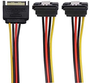 QiCheng&LYS Adaptateur USB sata Adaptateur de câble séparateur SATA 15 Broches mâle à 2 x 15 Broches Femelle SATA 15 Broches 1 à 2 alimentations en 20cm (2PCS Droit SATA)