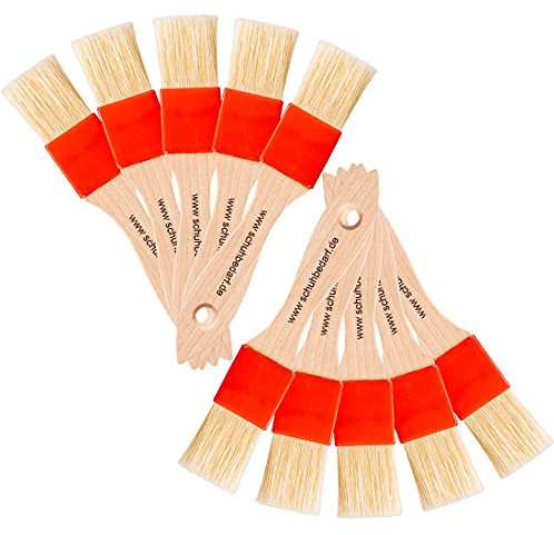 Pinsel Set Klebstoffpinsel für Sparbehälter - für Farben und flüssige Klebstoffe wie Kontaktkleber - Weißleim - Dispersionskleber - ideal für Leimboy - TS-Boy (10 Stück flach rostfrei)