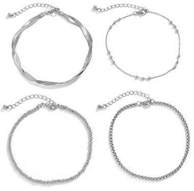 Bishilin Vristlänksats dam silver guld, fotlänk boho infinity ormkedja artkedja vristlänk i bijouteri 26 cm