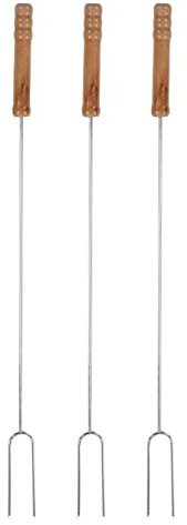 Bratstäbchen Bratstäbchen Holzgriff Camping Spieß BBQ Marshmallow Braten Smores Sticks Rotierende Edelstahl Spieß Gabel für Kinder Camping Grill Lagerfeuer Feuerstelle