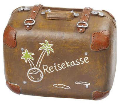 CREATIV DISCOUNT Miniatur-Reisekasse-Koffer mit Geld-Schlitz, Größe 8 x 5 x 6 cm