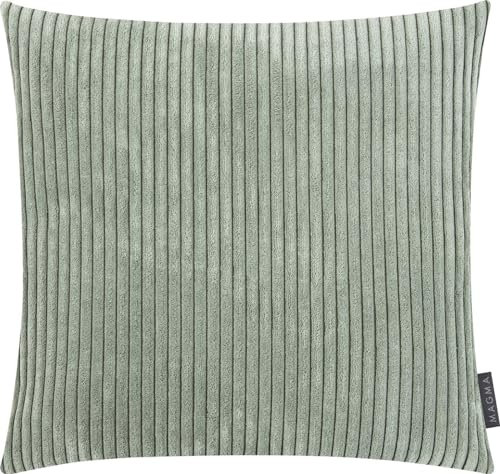 MAGMA Shara Kissenbezug 45x45 cm - Salbei,- samtig weich kuschelig Cord Look, rechteckiger Kissenbezug, für Wohnzimmer, Schlafzimmer, Büro und Gästezimmer Waschbar