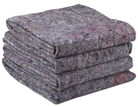 Relaxdays Mantas de Mudanza, Pack de 4, Fieltros Protectores para Transporte y Suelo, 150 x 200 cm, Moqueta Pintor, Gris