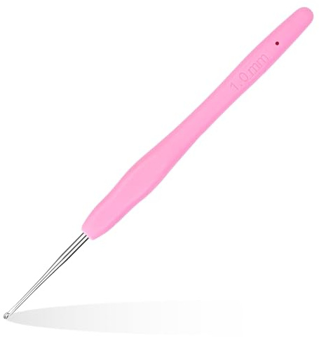 Benlay Uncinetti da 1,0 mm per uncinetto e maglia, uncinetti ergonomici con manici morbidi per mani artritiche, strumento per uncinetto leggero e comodo, strumento per principianti a maglia