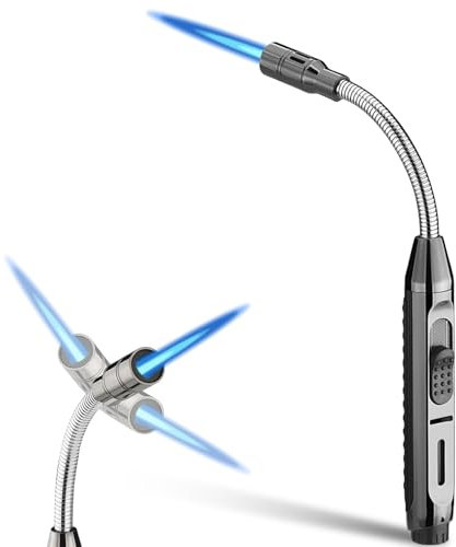 Accendino a gas ricaricabile, per camino, candele, forno, cucina, campeggio (senza gas)