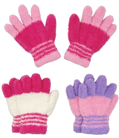 TUONYIS 4 Pares Guantes de Invierno para Niños, Guantes Mágicos para Niños, Guantes Elásticos y Cálidos Guantes de Punto para Niñas y Niños de 3 a 6 Años (Vistoso) (Vistoso)
