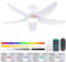 Surtime Ventilador de Techo con Luz y Mando a Distancia, 106cm Silencioso Ventiladore Techo con Lámpara LED para Dormitorio Salón, 5 Aspas, Temporizador, Reversible DC Motor, Blanco