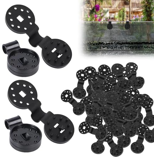 Clip Especial con Ojal, 100 Piezas Hebilla Fija de Red Parasol, Clips de Plástico para Tela Protectora Negro, Hebilla de Red de Jardín Especial con Ojal para Panel de Cerca Tela de Malla Cortavientos