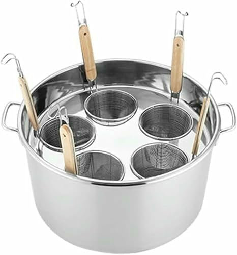 LYJYUJIE Ollas para Pasta, Utensilios De Cocina para Cocinar Pasta, Olla para Pasta De 5 Agujeros con Colador De Inserción, Olla con Tapa, Juego De Ollas para Cocinar Pasta Casera, Cocina~/