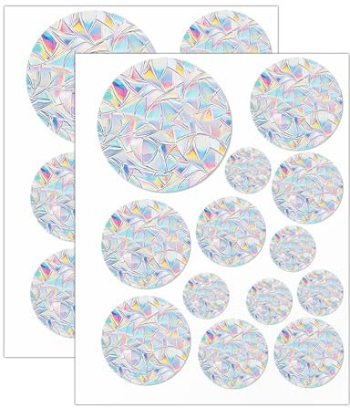 26 Pezzi/2 Fogli Prisma Finestra Adesivi per Finestre, Arcobaleno Adesivi per Finestres Anti Collisione Vetri, Rotondo Sticker Adesiva Anticollisione per Uccelli Prismi