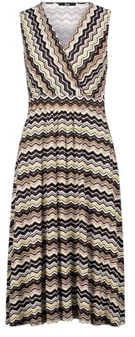 zero Damen Midikleid mit Zickzackmuster 36, BeigeBlack