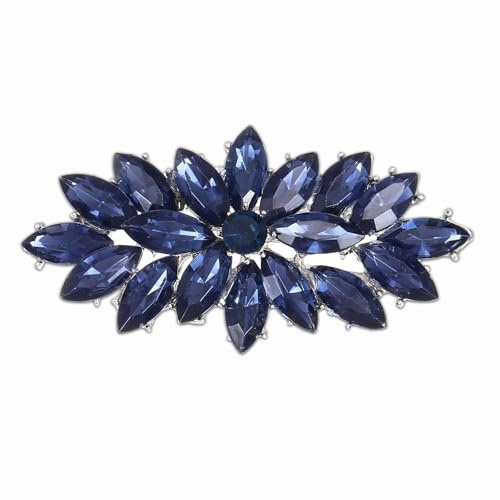 PATIKIL Broche De Estrás Marquise, Broches De Corsage De Estrás Alfiler De Solapa De Flor De Cristal Para Mujeres Regalo De Joyería Para Vestido Sombrero Ropa Traje De Boda, Azul Oscuro