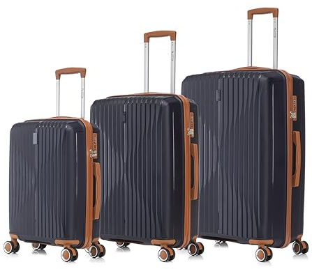 CELIMS - Set de 3 Valise en Polypropylène | Valise Cabine + Moyenne + Grande | Taille 55+65+75 cm cm | Serrure TSA | 8 roulettes 360 | Bleu Minuit