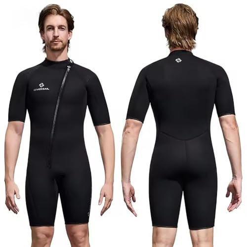 Men,XL,Muta shorty 2mm in neoprene per uomo e donna – Tuta da sub monopezzo con cerniera frontale, maniche corte e gambe corte – Ideale per snorkeling, immersioni, kayak, nuoto