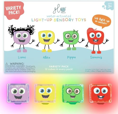 Glo Pals Water-Activated Light-Up Cubes for Sensory Play – 12 Pack - Easter Basket Stuffers | Easter Toys for Kids