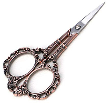 Professional Manicure Scissors, EBANKU Vintage Stainless Steel Cuticle Precision Beauty Grooming for Nail, Facial Hair, Eyebrow, Eyelash, Nose Hair (Red Bronze)