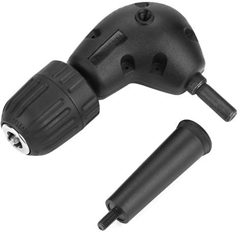 Adaptador de ángulo de taladro, Akozon Taladro de ángulo recto Adaptador giratorio Accesorio de taladro eléctrico de 90 grados Portabrocas sin llave de mango redondo de 9.5 mm 3/8 pulgadas