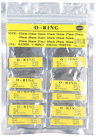 cersalt Watch Packningar, gummitätningsbrickor O-ringbricka 950 st tätningsbrickor set för Watch Back klockpackningar ersättning (0,6 mm kostym vattentät ring)