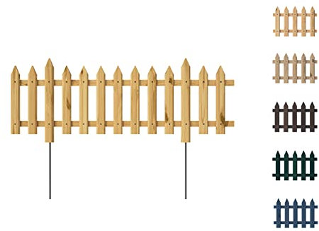 Floranica Stick-in Trädgårdsstaket 1 styck 100 x 20cm Hög med Metallstänger - Staket för Blomsterrabatter, Grönsaksbäddar, Dekorativ Trädgårdspalisad (Natur)