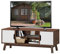 COSTWAY TV-Lowboard Fernsehschrank Holz, TV-Schrank für TVs bis zu 50, Fernsehtisch mit Türen und offenem Regal für Wohnzimmer & Schlafzimmer 120 x 39 x 47 cm