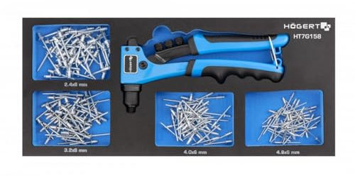 Hogert Technik Pinza para remaches 2.4 3.2 4.0 4.8 Kit HT7G158