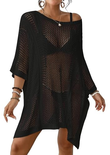 Bsubseach Costumi da Bagno da Donna Copricostume all'Uncinetto Top per Le Donne Costumi da Bagno Copricostume da Vacanza Abiti per Le Donne, Nero, Taglia Unica