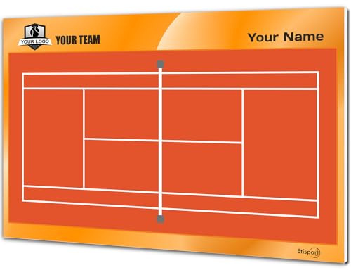 ETISPORT Lavagna Tattica per Tennis Campo in Terra Battuta. Personalizzata con Nome, Logo o Club. Doppia Faccia, Pennarelli Cancellabili a Secco. 35 x 24 cm