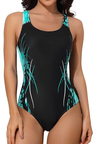 Charmo Women's One Piece Swimsuit Sports Swimming Costume Padded Exercise Swimwear