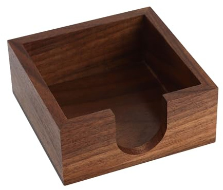 Buqoo Walnut Wooden Sticky Note Holder, Self Stick Note Holder Memo Pad Holder Dispenser Organizer, Post It Note Dispenser Cube Holder for 3 x 3 Sticky Notes for School Office Home Desk Accessories