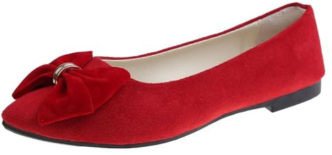 Ballet Flats Low Top Lightweight Slip On Walking Comfortable Shoes Dress Shoes Pumps Soft Sole Closed Toe Leather Shoes Casual Shoes Women's Wedge Heel Soft Sole Hands-Free Work Shoes, red, 9 UK