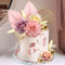 Huipalon 12 Pcs Birthday Cake Toppers Flower Cake Decorations Artificial Flowers Paper Palm Fan Cake Toppers for Birthday Party Wedding Cake Decor (Pink)