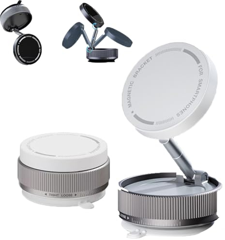 Snrtevu Gripmaster Pro 360 Magnetic Holder, Vakuum Handyhalterung, Vakuum Magnet Handyhalter, Vacuum Suction Magnetic Phone Stand 360°Rotation, Magnetic Phone Holder for Car/Smooth Surface (White)