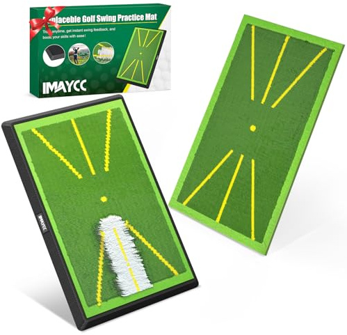 IMAYCC Tapis de balançoire de Golf 2 Pièces Analyse de Trajectoire en Temps Réel avec Base Anti-Dérapant Renforcée - Portable Intérieur/Extérieur