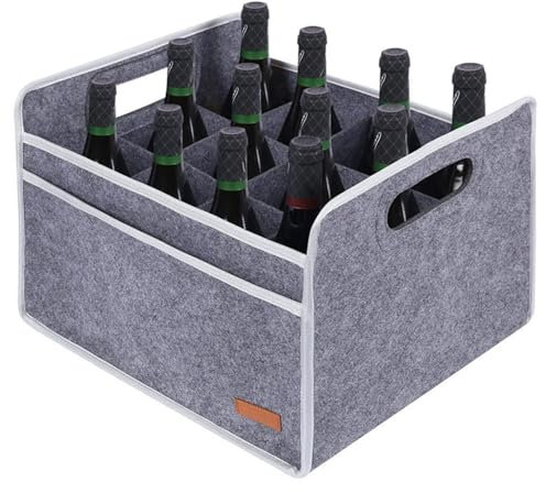 Flaskväska, flaskkorg för 12 flaskor, flaskhållare av, flaskhållare, vinhållare, ölhållare, filtväska, bärare, för sprit, champagne, öl drycker, Enkelattribut, se beskrivning, Se beskrivning