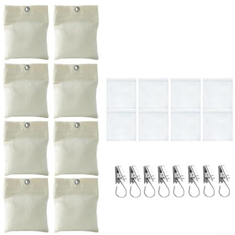 Outdoor Vorhang Leinwand Gewichte 8 Pack/12Pack 425.2 g Sandsack mit Metallklemmen Selbstklebender Verschluss Tragbare Gewichtstasche für Garten Pavillon Terrasse Vorhänge (8)