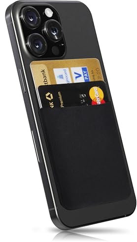 MyGadget Cartera para Funda Móvil - Tarjetero Adhesivo para Smartphone - Porta Tarjetas de Crédito con Bloqueo RFID - Bolsillo Card Holder - Negro
