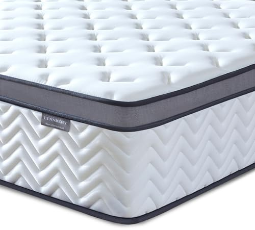 Lynnbery 10 Inch King Size Mattress in a Box, Hybrid Cooling Gel Memory Foam & Pocketed Coils, Medium Firm, Pressure Relief, Motion Isolation