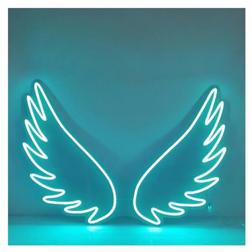 Hängande konst neonskyltar Blå Neonskylt Änglavinge Vägghängande Neonskyltar, USB-driven Justerbar Ljusstyrka Nattljus För Inredning I Sovrummet(30cmx40cm)