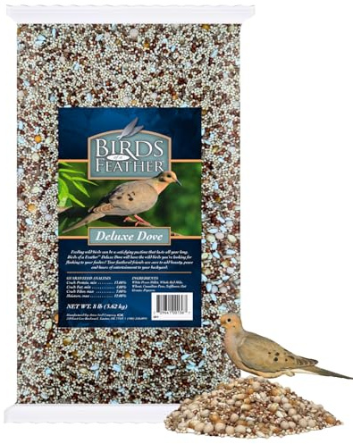 Brooks Brand Birds of a Feather Deluxe Dove Food, Pigeon Food, Mourning Dove Outdoor Bird Seed, Dove Bird Seed, Comida para Palomas, Made in USA, 8 lbs