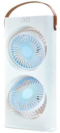 Biniveil Ventilador De Mesa | 3 Velocidades Ventilador Eléctrico Doble Cabezal Para Escritorio,Con Carga Tipo-C, Para Casa Escuela Viajes Camping Playa