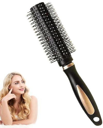 Round Hair Brush, Round Hair Curling Brush, Rounds Brushes for Blow Drying, for Women, Men, Kids, for Hairs Drying, Styling, Straightening, All Hairs Types (Black)